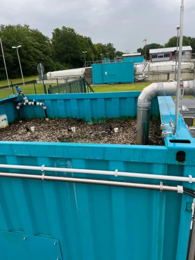 Modular biofilter container designed for screening plants – innovative and space-saving solution for reducing odors and emissions in wastewa