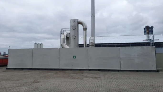 Efficient open biofilter connected to a drum dryer – eco-friendly solution for reducing odors and emissions in industrial air purification.