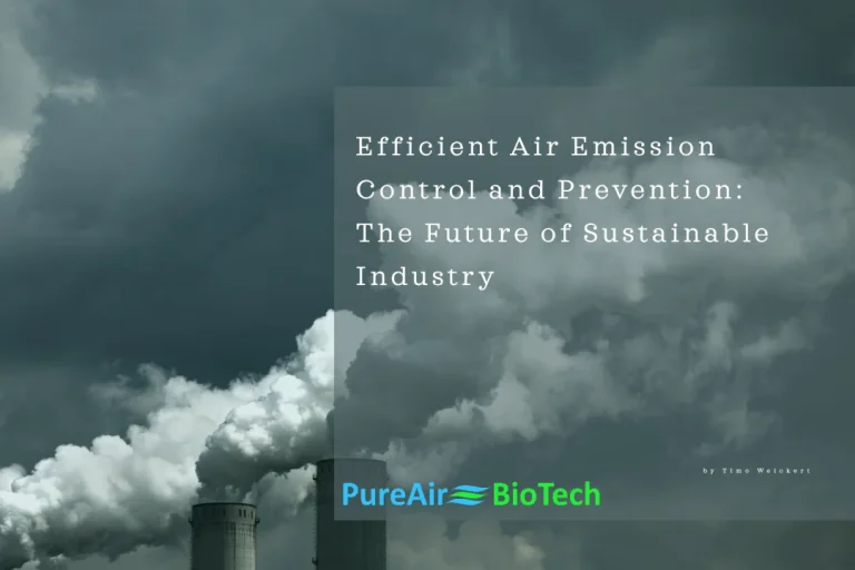 A visual representing the future of sustainable industry, focusing on efficient air emission control and solutions for a cleaner environment