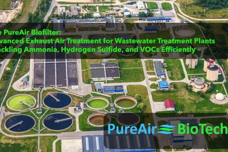 A visual showcasing advanced exhaust air treatment for wastewater plants, improving efficiency and cutting emissions.